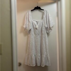 Cato White Lace Midi Dress